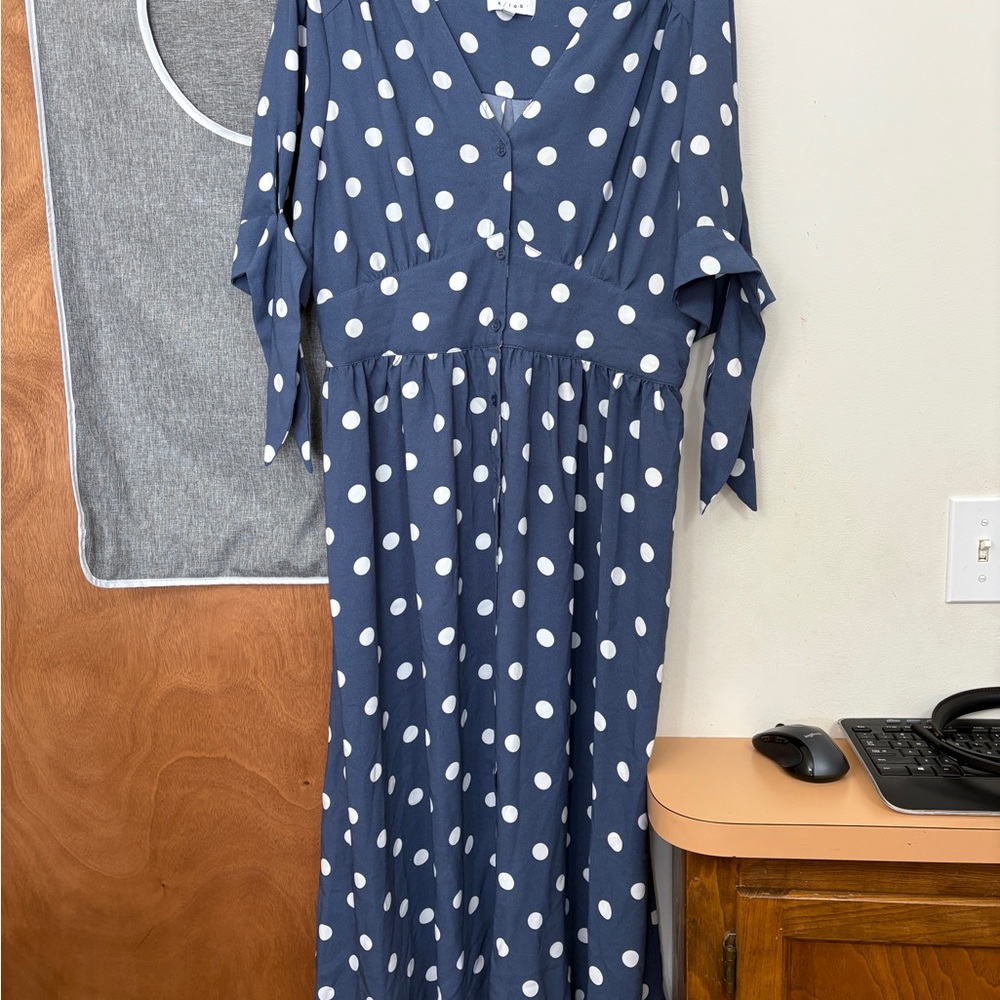 K/Lab Blue and White Polka Dot Dress